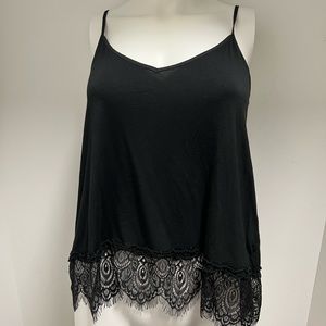 Black tank top with lace detail